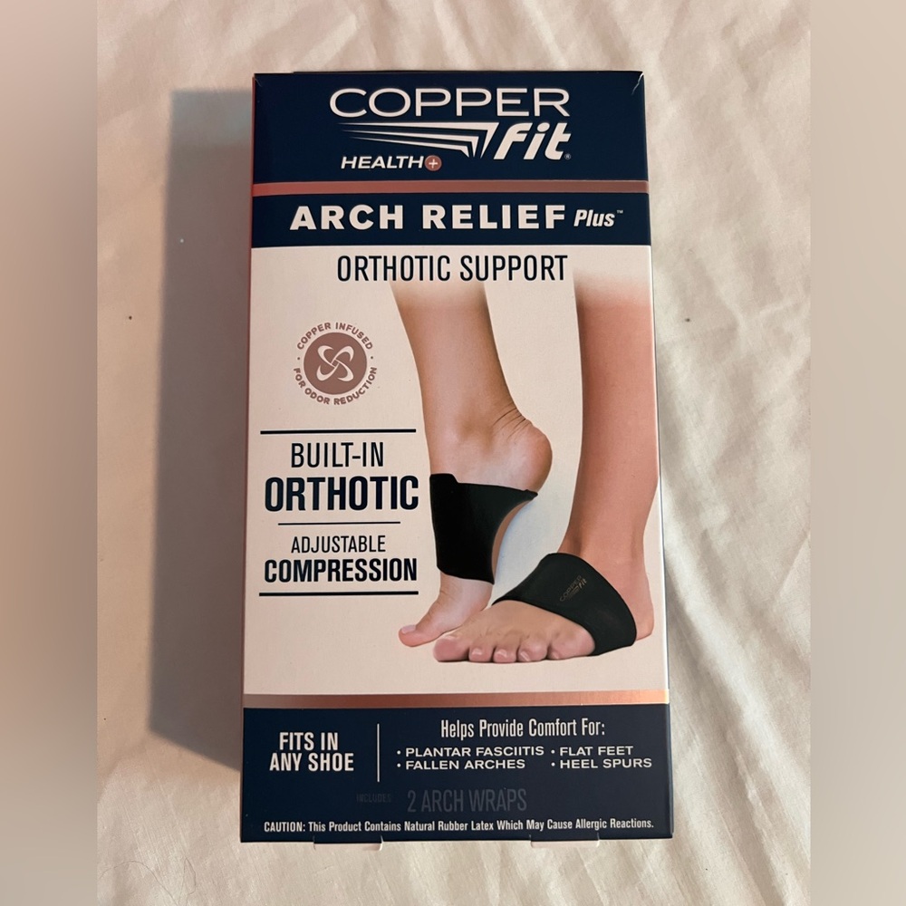 NIB COPPER FIT UNISEX ARCH RELIEF PLUSS ORTHOTIC SUPPORT- BLACK